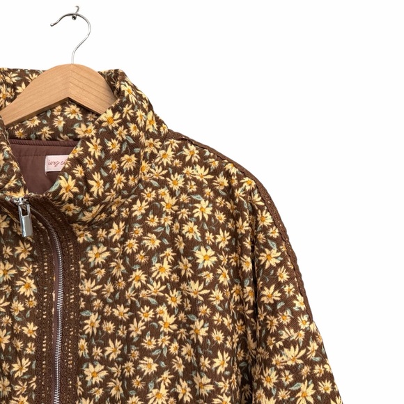 Ivy City Co. Tasia Corduroy Floral Brown Zip-Up Jacket - Picture 8 of 13